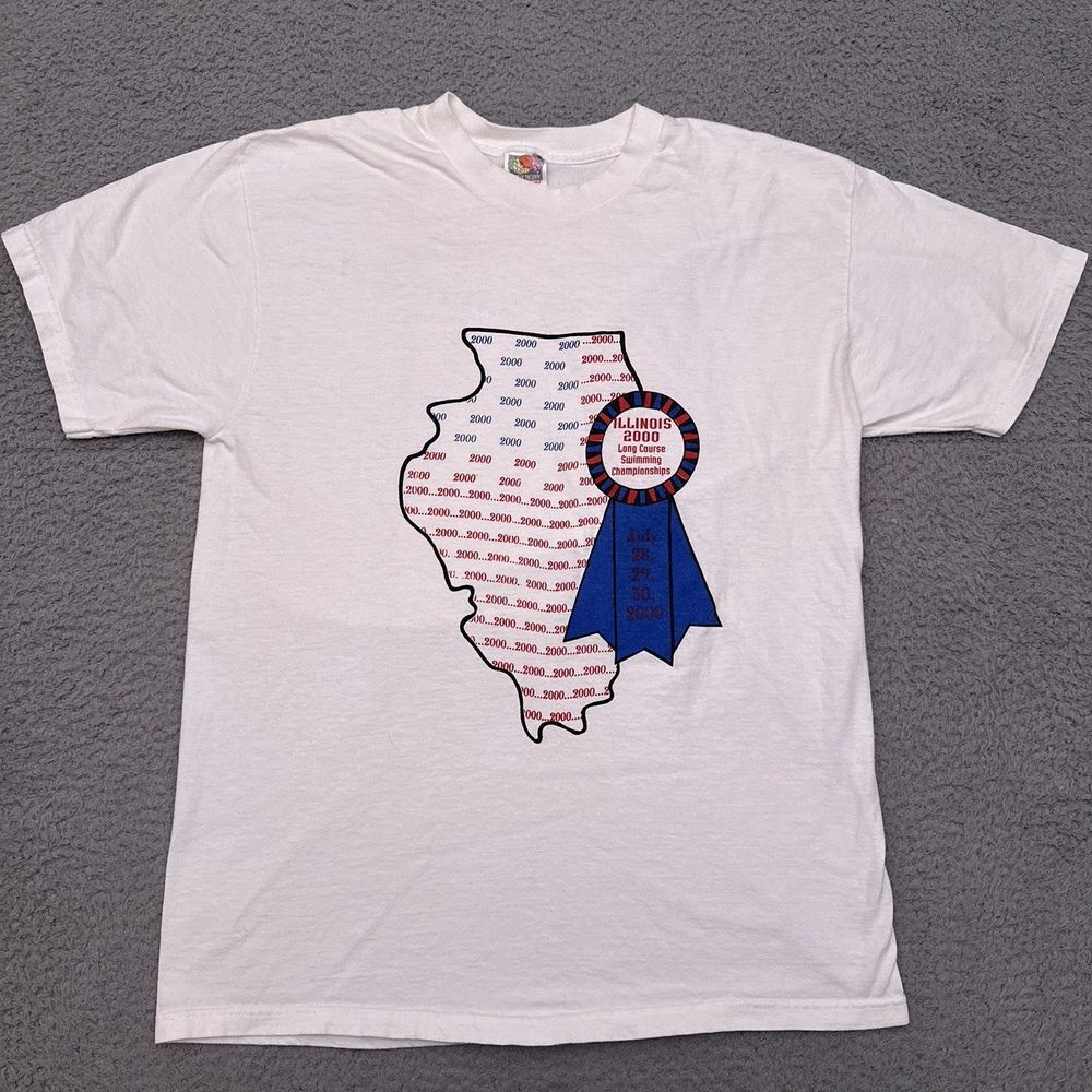 VTG Illinois 2000 Swimming Championships Shirt Men's Large Y2K Junior‎ Olympians